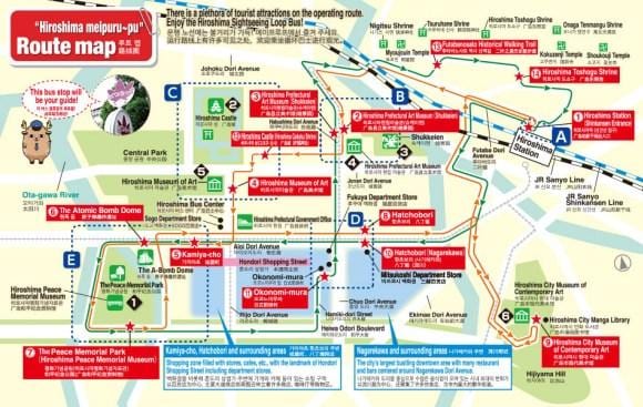 Mapa javor slučky hirošimy